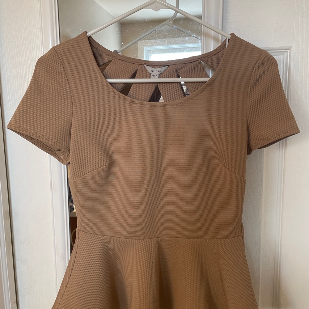 Guess Tan A-Line Top with Cut-Out Back NWT